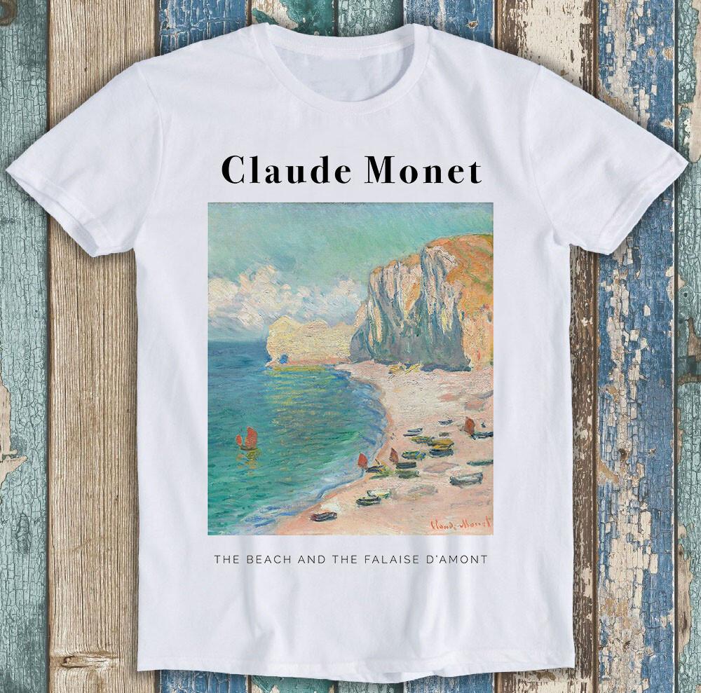 Claude Monet Etretat The Beach and the Falaise d'Amont Gift Tee T Shirt M1342