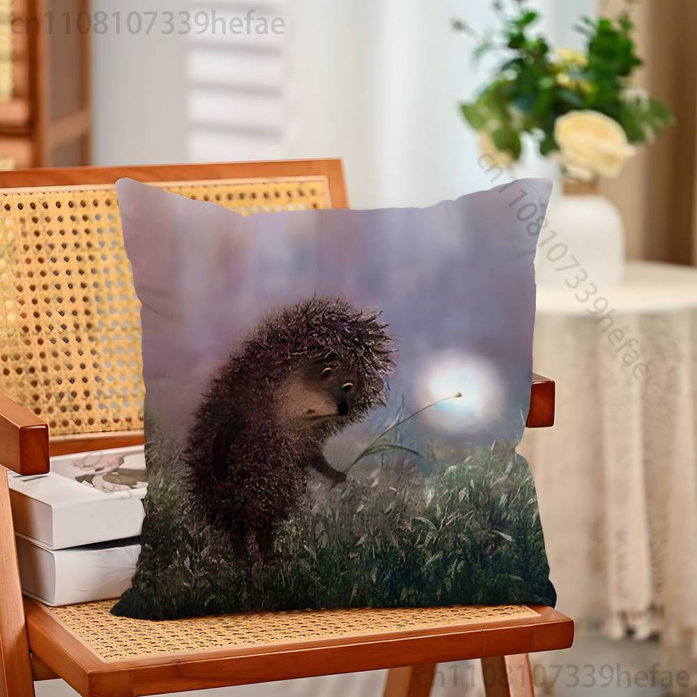 Retro Vintage Hedgehog Print Polyester Pillow Case for Valentine gift Home Sofa Cushion Cover Decoration Custom