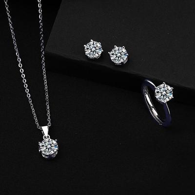Klassieke Zirkonia Sieradenset: Ketting, Oorbellen & Ring