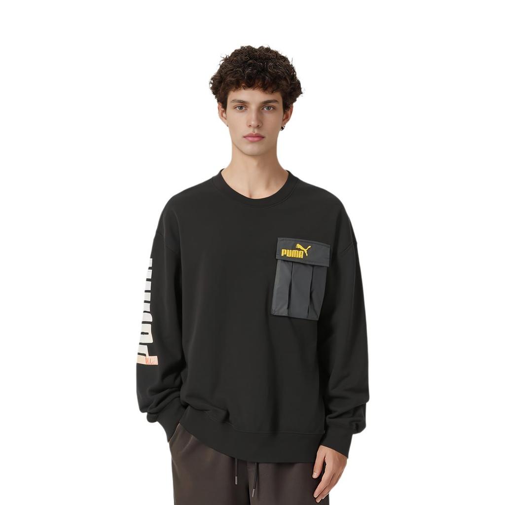 PUMA Sweatshirts Men's Black Crew Neck Moderate Regular 539699-01