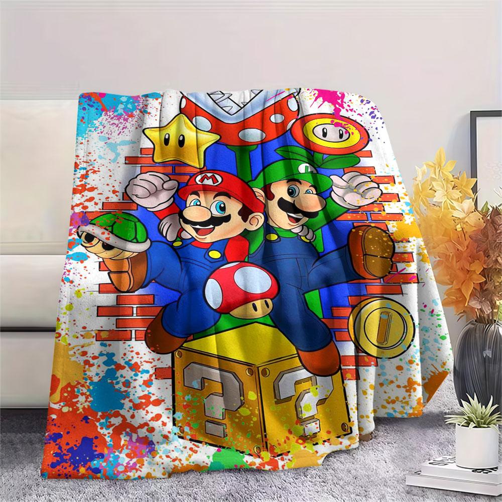 Super Mario Cartoon printing Flannel Blanket Bedroom Sofa Camping Warm blanket Gifts for family and friends-MJ014