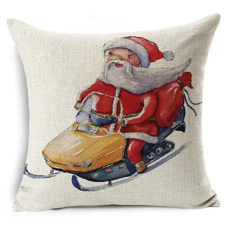 Cartoon Christmas Pillowcase Linen Decoration Christmas Gift Cushion Cover Suitable For Car Sofa Pillowcase 45Cm*45Cm