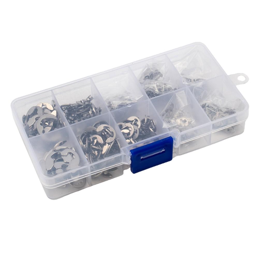 580pcs/set 10 Sizes 1.5-10mm Stainless Steel Shaft E Clip Snap Circlip Washer