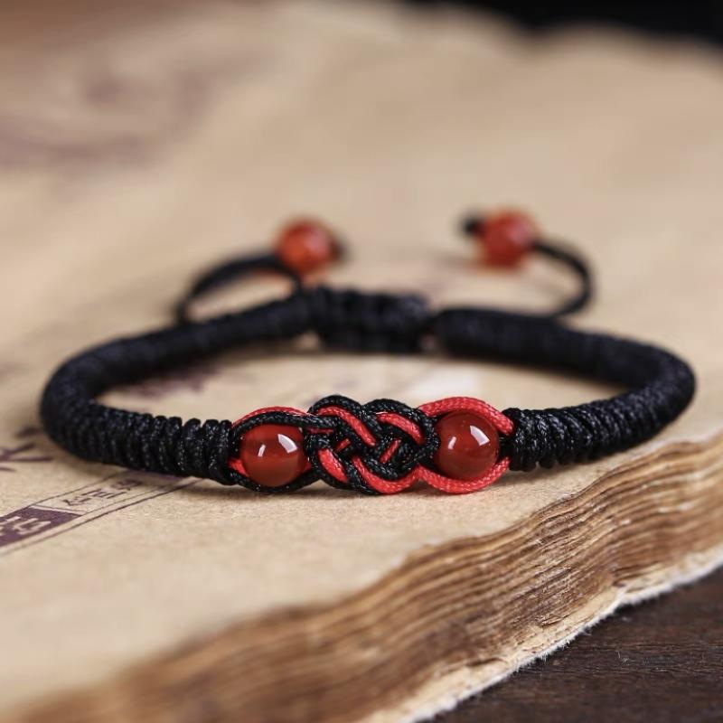 Red Black Woven Bracelet China Vajra Knot Wristbands Fashion Adjustable Couple Bangles For Men Women Lucky Jewelry Gift