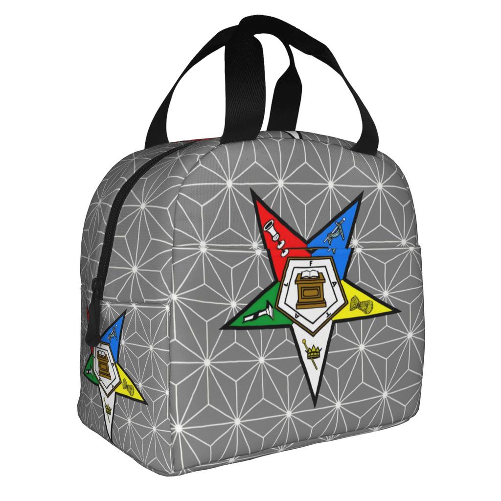 Order Of The Eastern Star Logo Thermal Insulated Lunch Bags Women  Portable Lunch Container for School Multifunction Food Box
