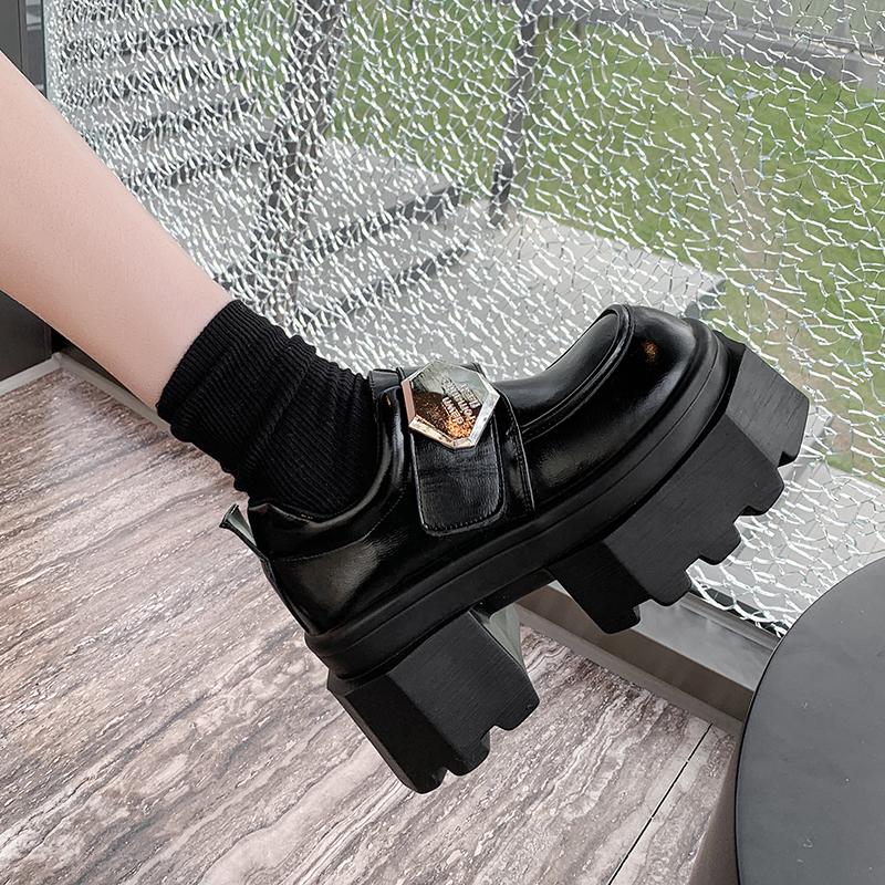 Fashion 9CM New Spring Women Pumps Mary Jane Lace Up Loafers Girls Lolita Shoes Puck High Heels Platform Pump Shoes Cosplay Female Shoes