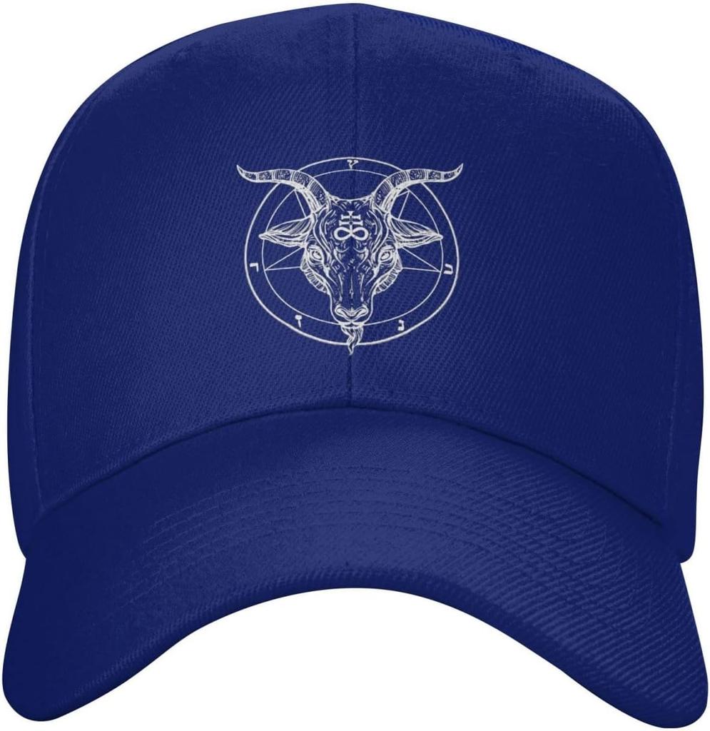 Baphomet Pentagram Goat Head Baseball Cap Casual Cotton Adjustable Curved Brim Dad Hat Unisex