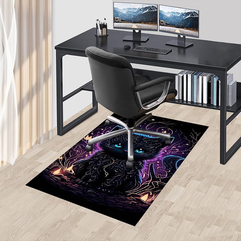 1PC Black Cat Fantasy Extra Large Non Slip Floor carpet, Office, family, Studio   Large Area Rug Indoor Rugs, Bold Statement Piece