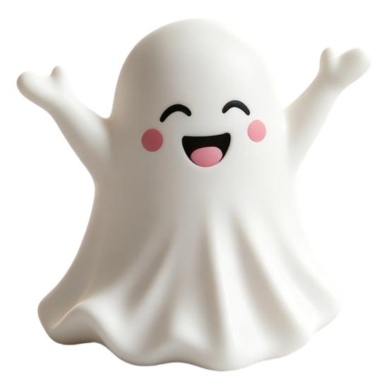 Small Ghost Statue for Shelf Halloween Cute Figurine, Mini Cartoon Statue, Little Spooky Desk Accessory Autumn Desktop Ornament Tiered Tray Home Table
