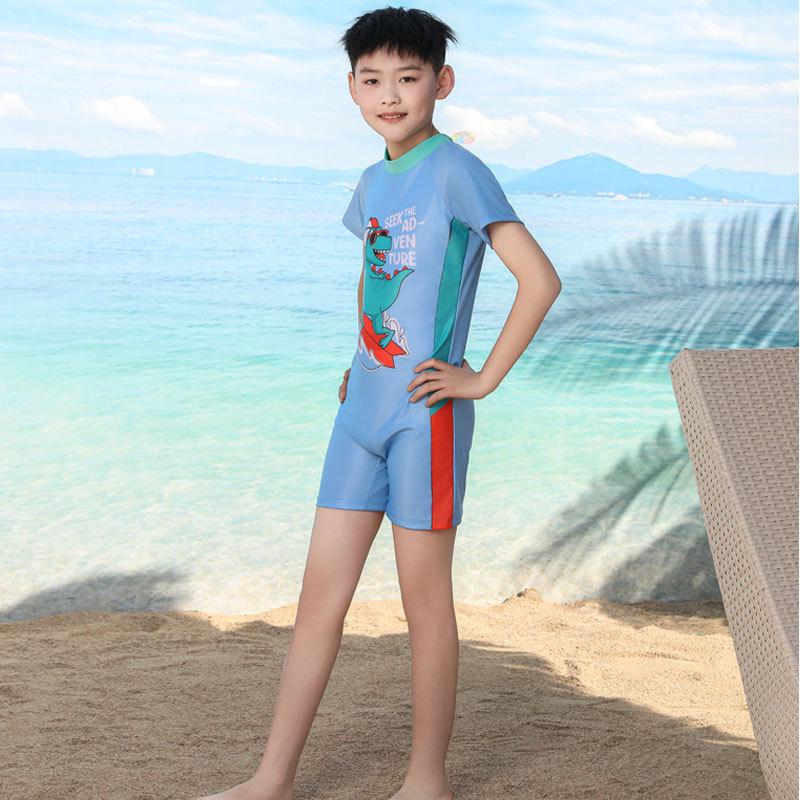 Boys' Colorful Sun Protection Short-Sleeve Swimsuit: Breathable, Stretchy, Quick-Dry, Easy On/Off, Fun Beachwear
