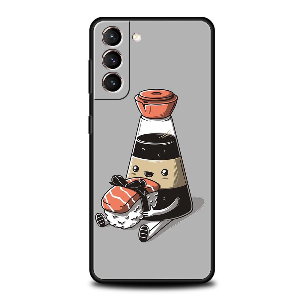 Süße Cartoon Sushi Handyhülle Für Samsung Galaxy S25 Edge S24 S23 S22 S21 Ultra S20 FE 5G S10 S10E S9 Plus Weiche TPU Hülle