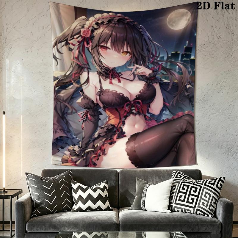 Kurumi Tokisaki Wall Tapestry Aesthetic Wall Hanging Printed Fabric Blanket Decorative Tapestries for Bedroom Living Room Home Decor