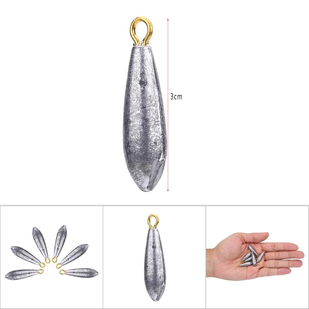 6Pcs New Fishing Weights Sinkers Waterdrop Shape Casting Fishing Tackle (10g)