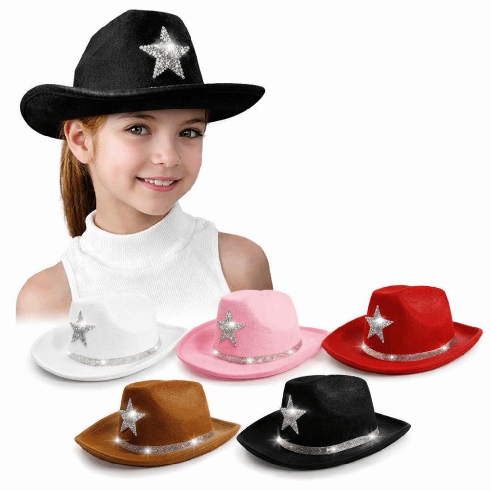 Sparkly Star Western Hat Rhinestone Cowgirl Hat Fashion Jazz Cap  For Dress-Up Party Festival
