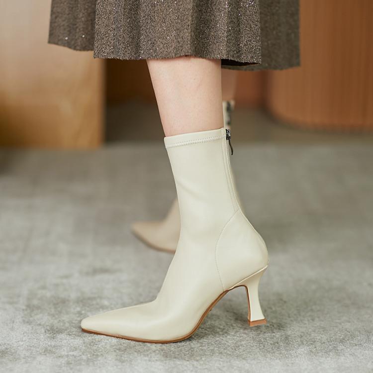 Autumn and Winter High-heeled Elastic Pointed Short Boots Women's Shoes Ankle Socks Boots