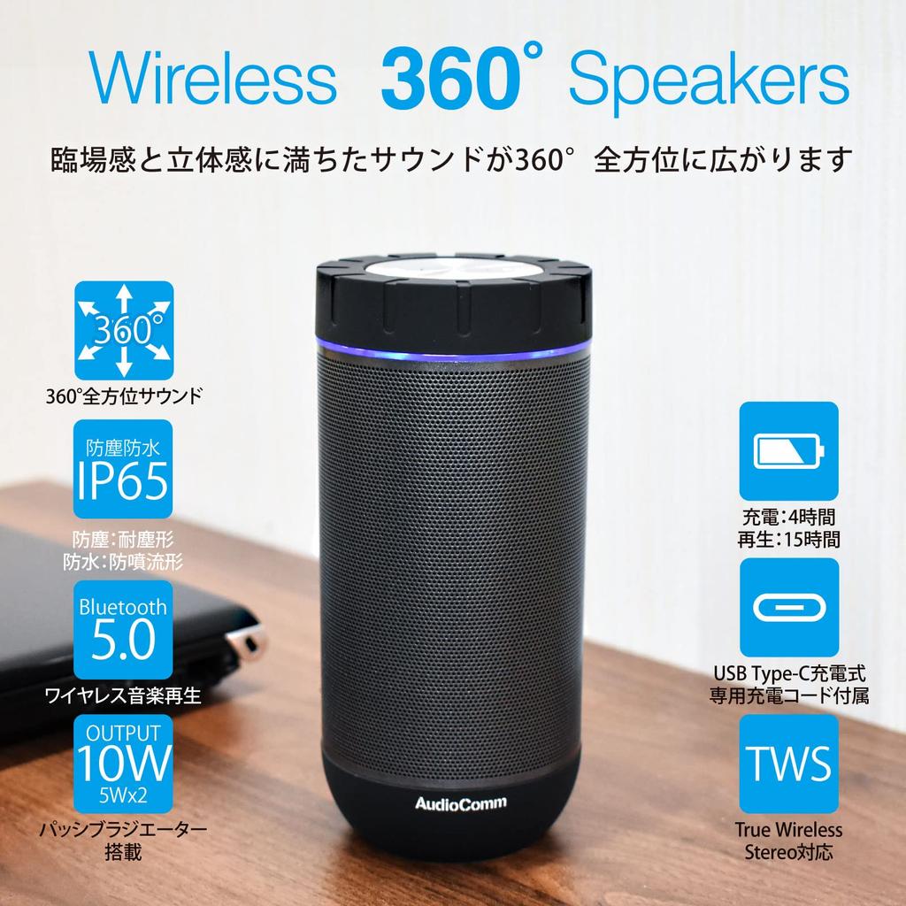 OHM Electric AudioComm Wireless Speaker 360° ASP-W360N 03-2500