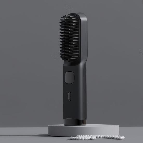 Cordless Hair Straightener Brush 4 Temperature Settings Mini Hair Straightening Comb USB Rechargeable Fast Heating Electric Hot Brush