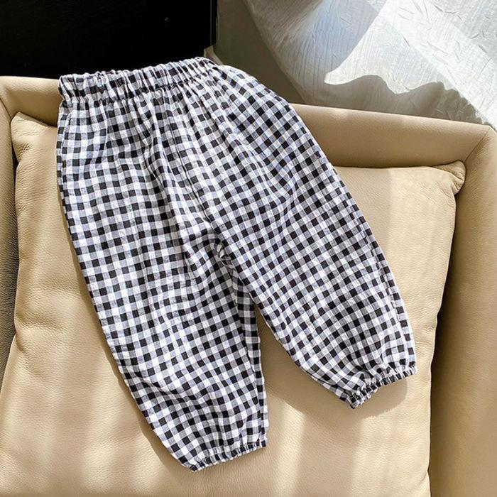 Summer Kids Plaid Mosquito-Repellent Casual Pants for Boys and Girls