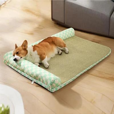 Summer Dog Sleeping Bed Cold For Large Dog Bed Mat Soft Crate Mat with Anti-Slip Bottom Machine Washable Cool Pet Kennel