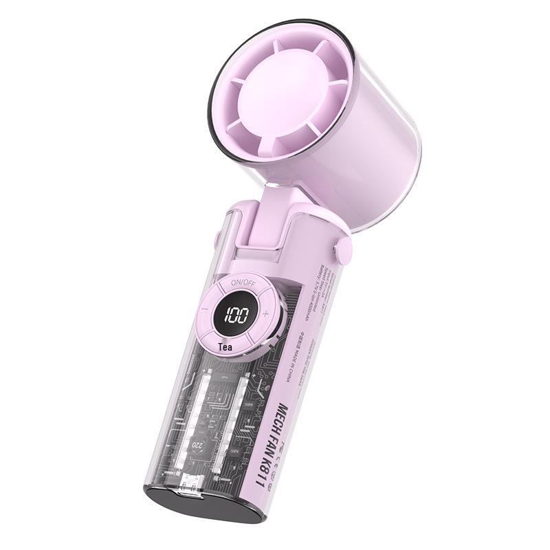 Mecha Style Transparent Portable Mini Handheld Fan for Outdoor Cooling