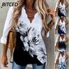 Women's Fashion Casual Long Sleeve V Neck Blouses & Shirts