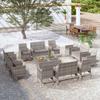 16 Pcs Garden Set with Cushions Wicker Resin