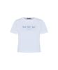 LETTER FROM MOON Triple Butterfly Embroidery Short Sleeve T-Shirt (White & Blue)
