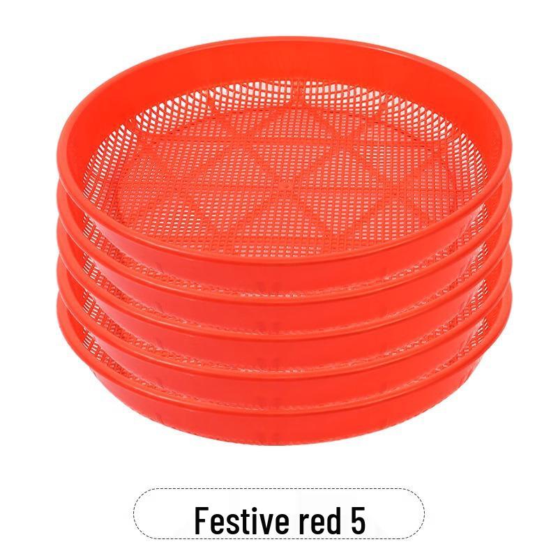 Plastic Round Sieve Winnowing Basket - Household & Commercial Fine Mesh Filter for Drying and Sifting Rice & Vegetables - Imitation Bamboo Weaving