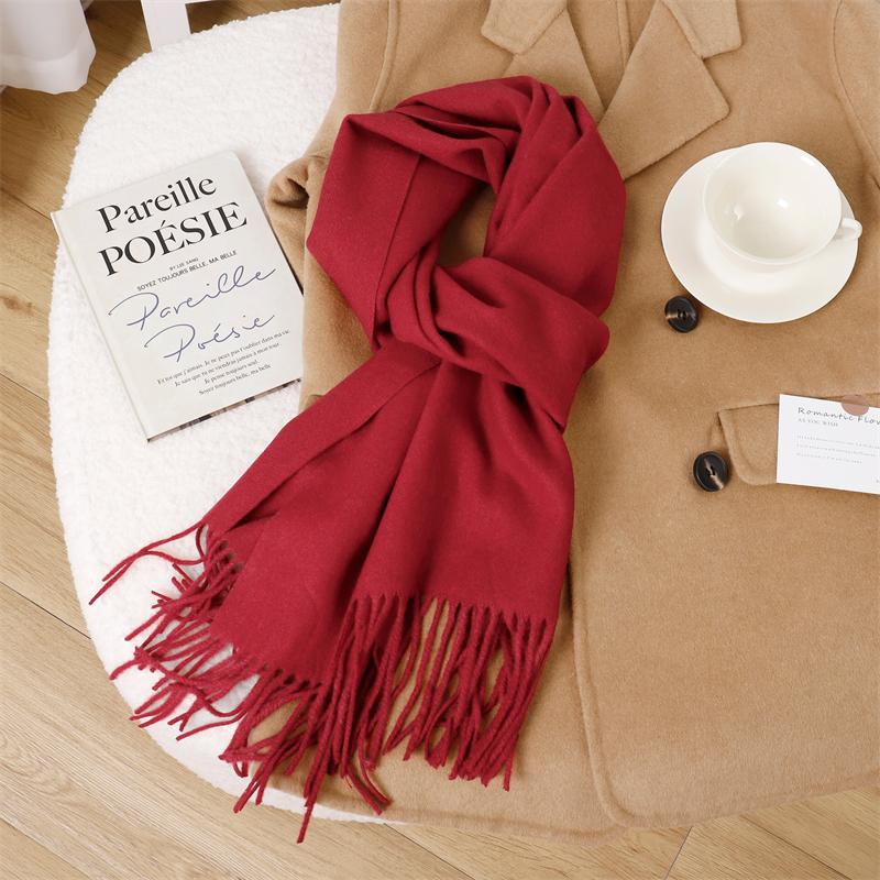 30*180cm Korea Styles Solid Color Cashmere Winter Warm Women Scarf Thicken Shawl Tassels Pashmina Hijab Wrap Windproof Foulard