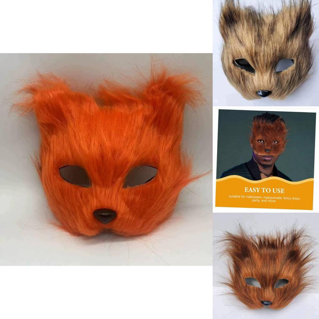 Fox Plush Half Mask With Features For Halloween Costume Parties And Cosplay Events