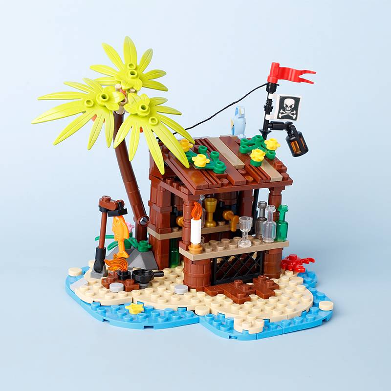 MOC Mittelalterliche Bausteine Zubehör Stadtmauer Piratenbar Segelboot Kokospalme Galgen Artillerie Ochsenkarren Ziegelstein Spielzeug Geschenk S007