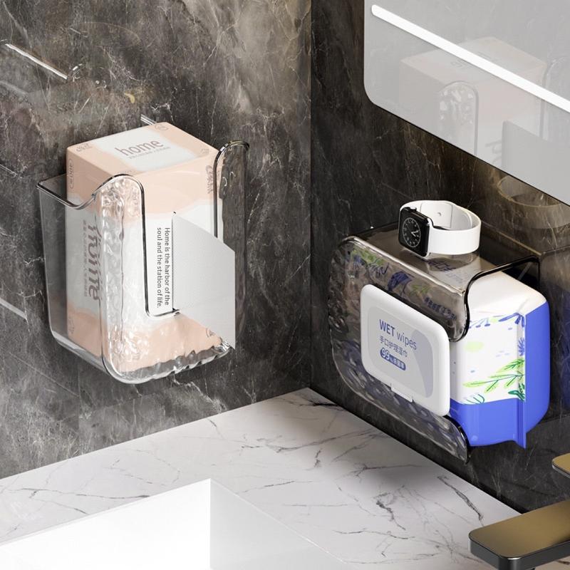 Distributeur de Lingettes Humides Mural Support Auto-adhésif Boîte Distributeur Papier Essuie-tout pour Cuisine Salle de Bain - Organisateur de Rangement pour la Maison