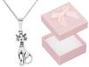 Short Silver Oxidized Women's Necklace With Cat Kitten Cat Choker 40 Cm