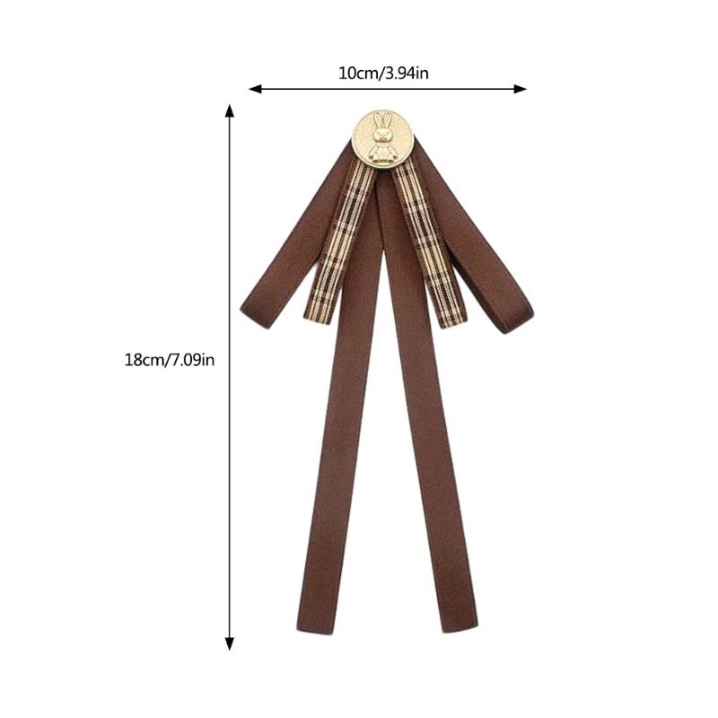 Fiocchi di Nastro Scozzesi Marroni Vintage Spilla Spilla da Cravatta per Donna Ragazza Uniforme Preppy Giapponese Papillon Precannodato Corsage Cravatta