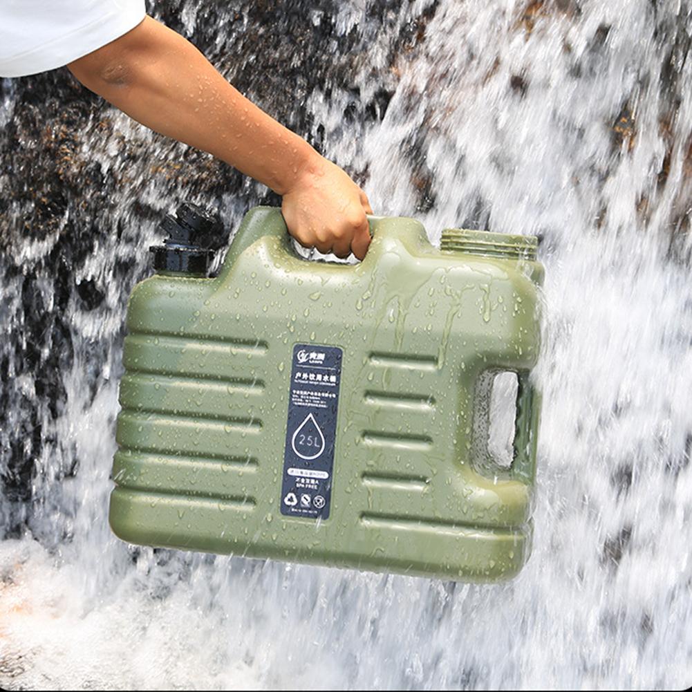 25L Camping Bucket Water Tank Portable Drinking Water Canister with Detachable Faucet No Leakage for Outdoor Travel Driving