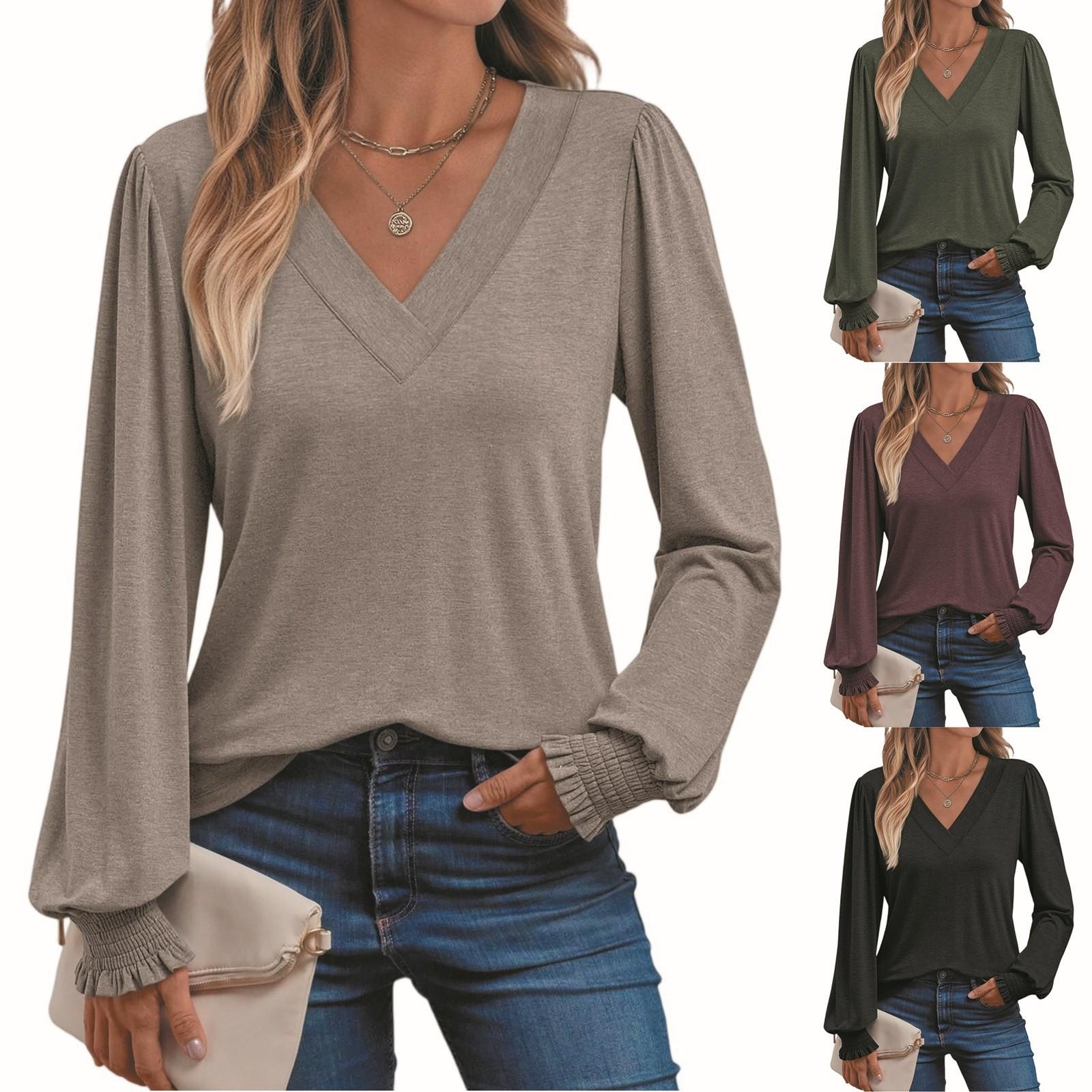 

Women s Fashionable Round-neck Long-sleeved Solid-color Pullover Casual Top XXL чорний