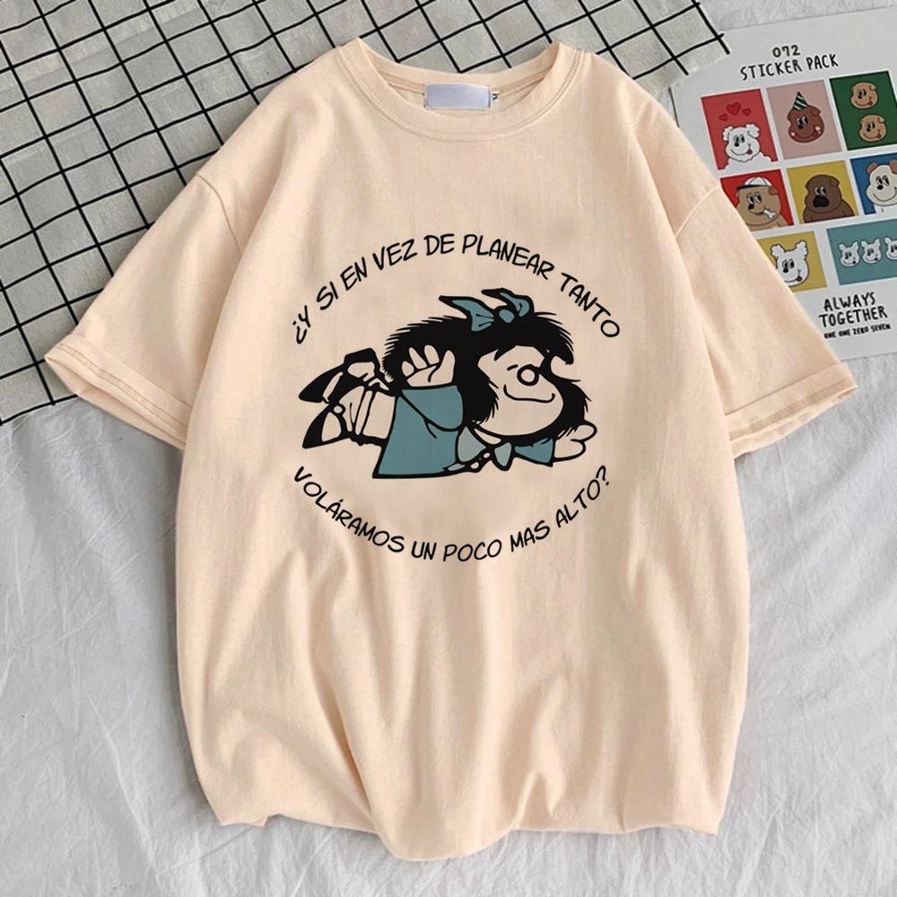 Mafalda tshirt female korean clothes Digital Pastel Vintage women Grunge t-shirt Y2k harajuku aesthetic kawaii Breathable Punk