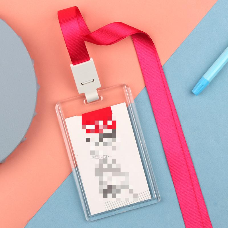 Fashion Acrylic Transparent Bus Cards Sleeve Employee Work Card Holder with Lanyard Work Card Cover Women Men Credit Card Holder