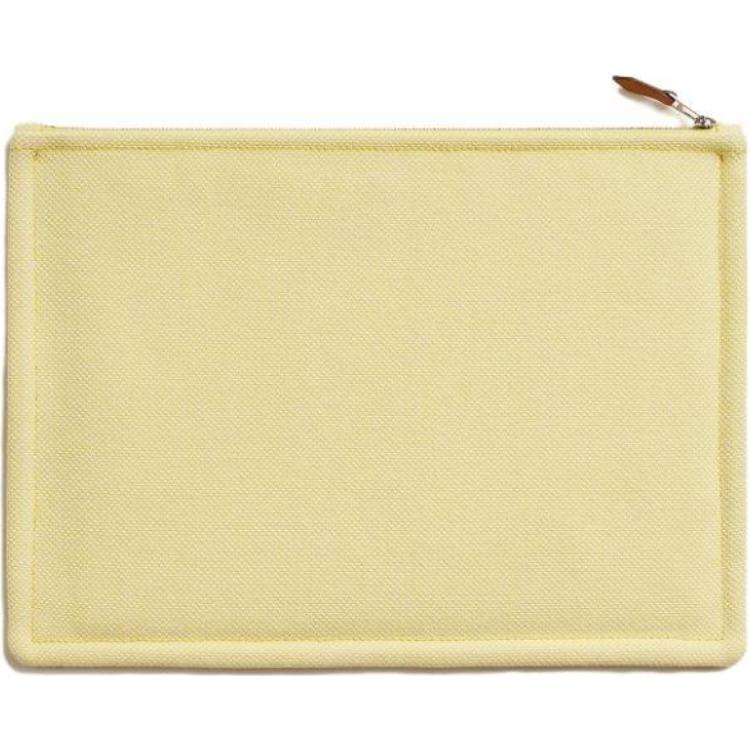 Hermes H Tissage Embroidered Pattern Zipper Closure Cotton Canvas Travel Storage Bag Unisex Storage Bag Yellow H103608M05