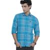 Camisa Casual Masculina Xadrez Slim Fit de Manga Comprida com Colarinho Aberto