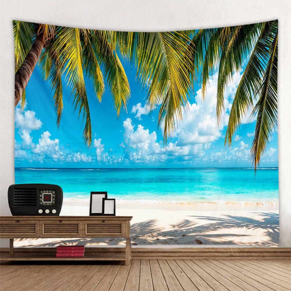 Natural Scenery Tapestry Beach Wall Hanging Soft Background Fabric Multiple Patterns Aesthetic Home Decoration Multiple Sizes