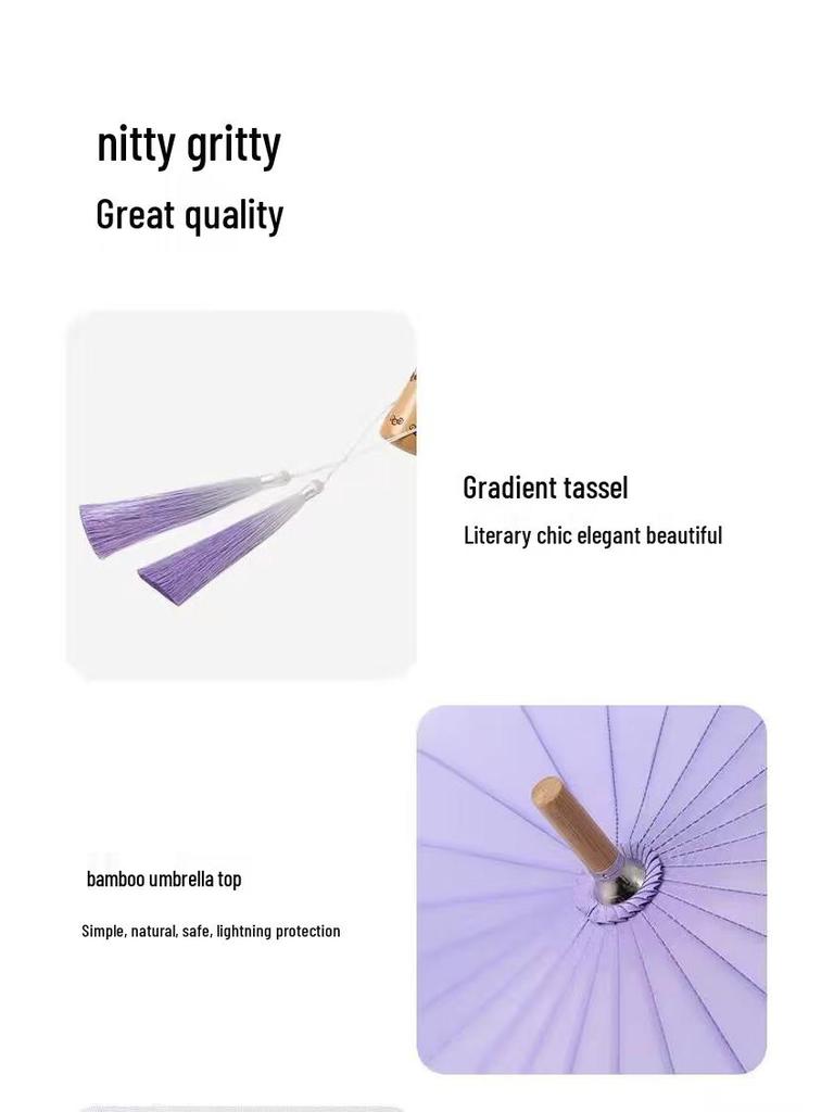 24-Rib Long Handle Windproof Gradient Chinese Style Umbrella, Sun & Rain Protection, Customizable Logo, Reinforced Design