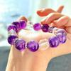 Retro Hoge Kwaliteit Natuurlijk Grote Deeltjes 12 mm Amethist Witte Kristal Armband Armband.
