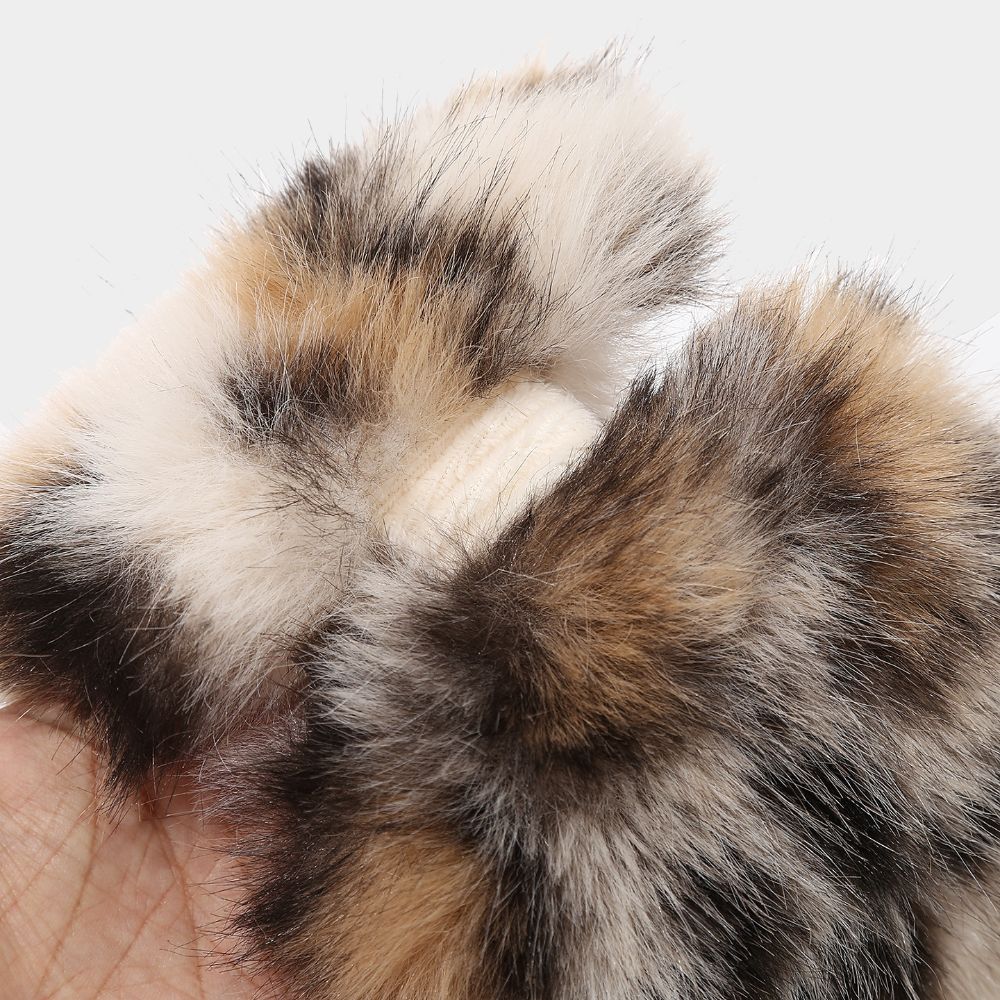 Rabbit Fur Leopard Print Hairband Animal Pattern Faux Fur Hair Band Winter Hair Accessories