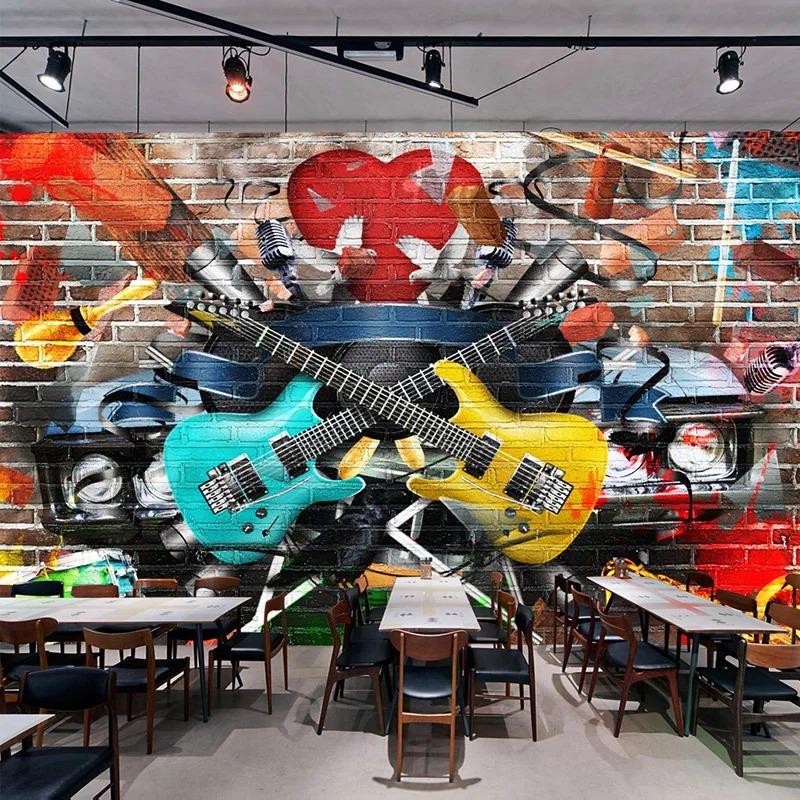 Photo Mural 3D Stereo Graffiti Wall Painting Bar KTV Cafe Restaurant Wall Covering Wallpaper