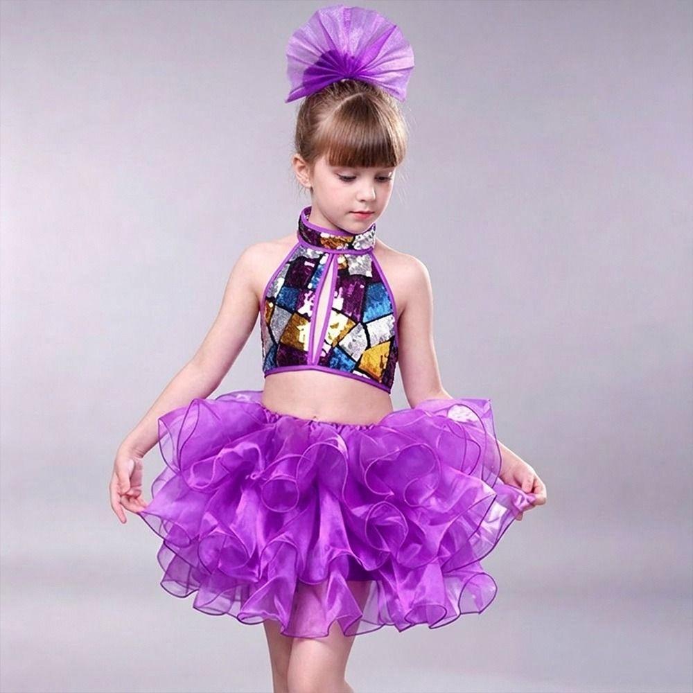 with Headwear Jazz Dance Costume Romantic Children Dance Outfit Stage Performance Costume Kids