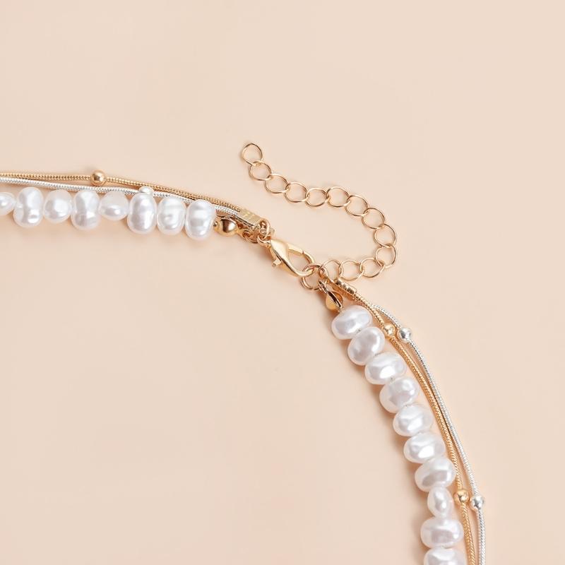 Multilayer Neck Chain Beads Necklace Adjustable Chain Necklace Earrings Neck Jewelry Suitable for Women and Girl Present