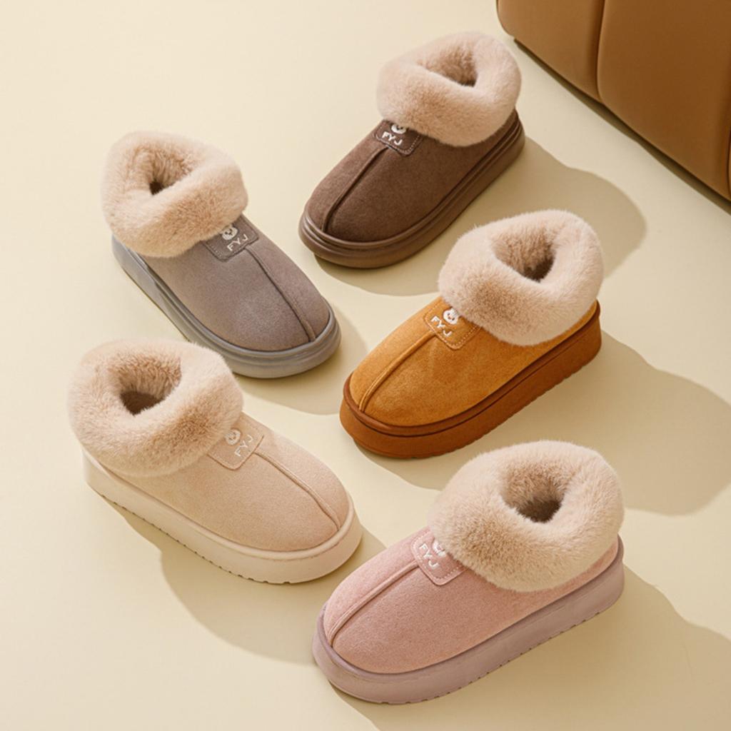 Cotton Slippers, Autumn and Winter Women's Home Bag, Postpartum Thick Soled Warm Couple with Fleece, Outdoor Snow Boots for Men