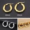 Gold Color Stainless Steel Hoop Earrings For Women  New Fashion Round Smooth Thick Jewelry Ins Trendy Metal Gifts