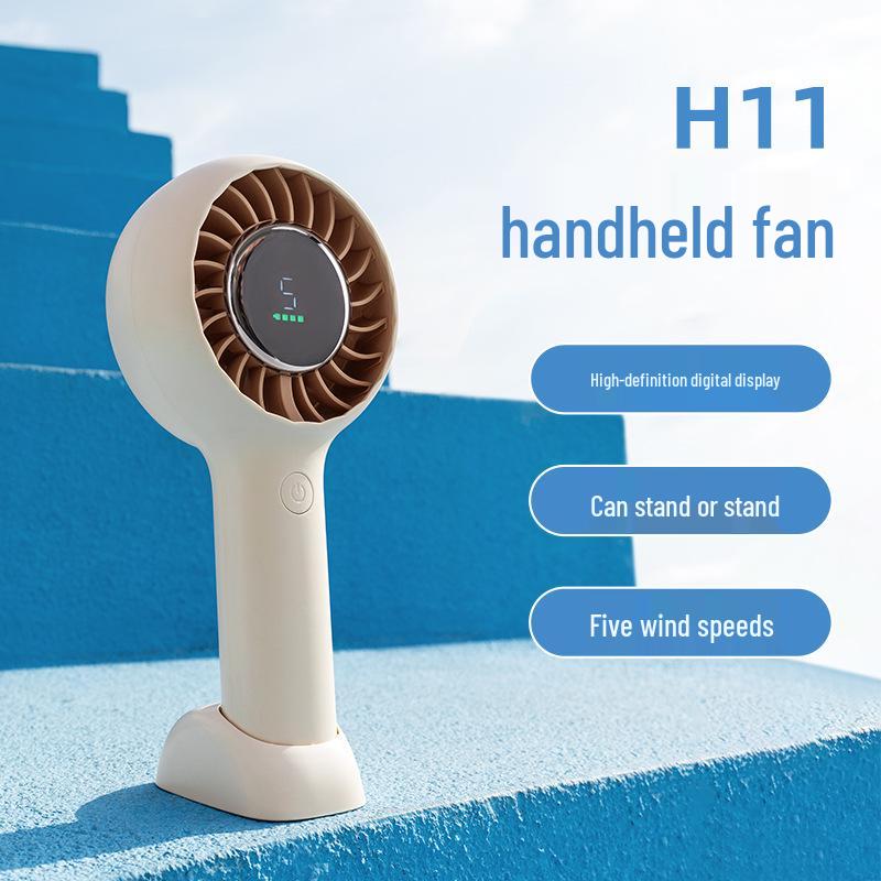 Five-Speed Portable High-Power Handheld & Desktop Fan with Display Screen